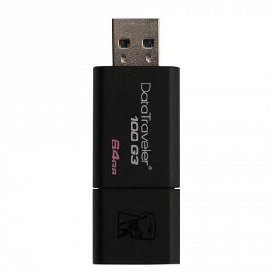 Флэш-диск 64 GB, KINGSTON DataTraveler 100 G3, USB 3.0, черный, DT100G3/64GB