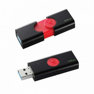 Флэш-диск 32 GB KINGSTON DataTraveler 106, USB 3.0, черный/красный, DT106/32 GB, DT106/32GB