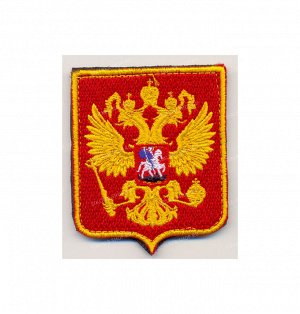 Нашивка на липучке "Герб России ", красный