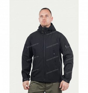 Куртка Shark Skin Soft Shell на толстом флисе, black