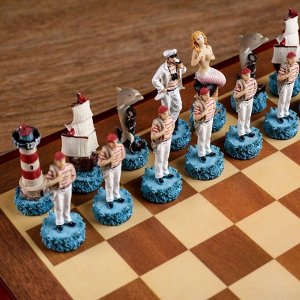 Шахматы сувенирные "Морские истории" (доска 36х36х6 см, h=8 см, h=6 см)