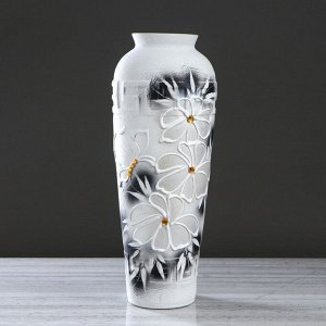 Ваза напольная "Арго" цветы, чёрно-белая, 63 см, керамика