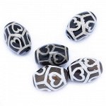 BDZ11-02-I Тибетская бусина Дзи, натуральный агат выс.кач-ва, 1 шт, размер 14~14,5x10~10,5мм