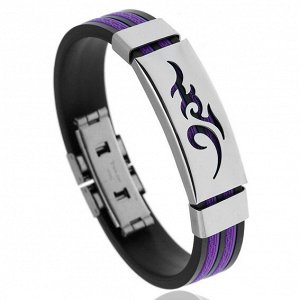 BS123-2 Силиконовый браслет с пряжкой, цвет чёрно-фиолетовый