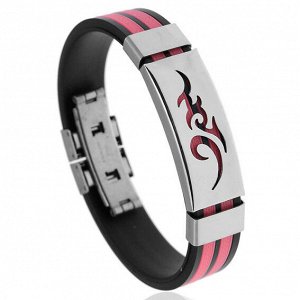 BS123-4 Силиконовый браслет с пряжкой, цвет чёрно-розовый