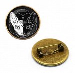 ZNA008 Значок Кот, d.27мм, цвет бронз.