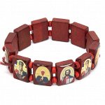 BS012 Христианский браслет &quot;Лики Святых&quot;, красное дерево