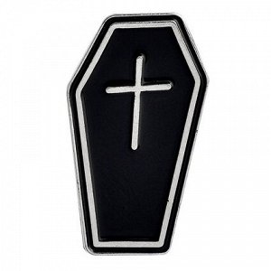 ZN024 Значок Гроб с крестом, металл, эмаль 33х18мм
