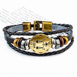 BS313-07 Кожаный браслет с застёжкой Знаки Зодиака - Весы