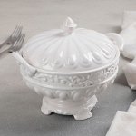 Блюдо с крышкой «Винтаж», 20?16,5?15 см, цвет белый