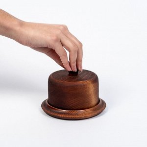 Маслёнка из натурального кедра, 13,5x9x2 см, цвет шоколадный