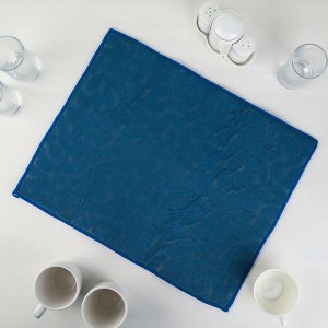 Салфетка для сушки посуды Доляна «Папоротник», 38?50 см, микрофибра, цвет синий