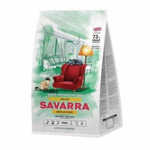 СуXой корм SAVARRA Indor Adult Cat для взрослыX кошек, утка/рис, 400 г