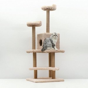 Комплекс для кошек "Лестница", 56 X 52 X 140 см, ковролин, джут, микс цветов