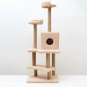 Комплекс для кошек "Лестница", 56 X 52 X 140 см, ковролин, джут, микс цветов