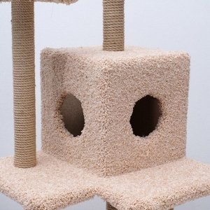 Комплекс для кошек "Лестница", 56 х 52 х 140 см, ковролин, джут, микс цветов
