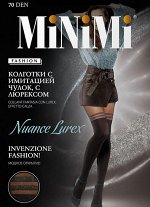 Колготки из микрофибры с имитацией чулок и люрексом