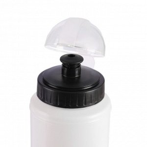 Бутылка для воды 1000 мл, велосипедная, пластик PE, белая с черной крышкой7.5х27 см