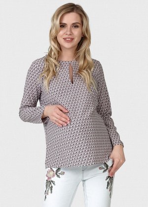 Блузка "Джессика" для беременных; цвет: серый/геометрия