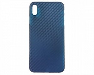 Чехол iPhone XS Max Ультратонкий карбон (синий)