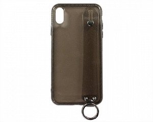Чехол iPhone XS Max Cиликон с ремешком (черный)