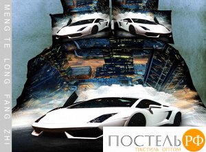 Артикул: 518. Комплекты постельного белья (КПБ) из сатина 3D "Luxury car" Евро 1 (4 наволочки)