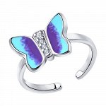 Серебряное кольцо с фианитом и эмалью
