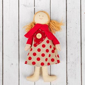 Кукла интерьерная «Оксана», платье в горошек, с сердцем, цвета МИКС