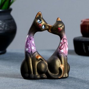 Фигурка керамика «Коты Влюбленные с бантиками», чёрные, 5x9x12 см