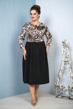 Платье ALANI 1028 черный+леопард