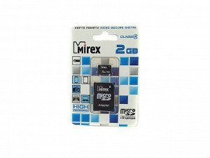 Карта памяти MicroSDHC MIREX 2GB cl4 + SD, 13613-ADTMSD02 recommended