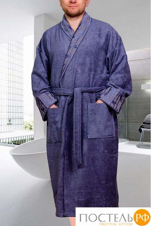 H0000284 Махровый халат XL "ELIZA", серый, 40% Хлопок 60% Бамбук/муж