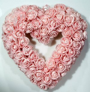 МН02-3 Сердце-латексные цветы, розовый, 35 х 40 см