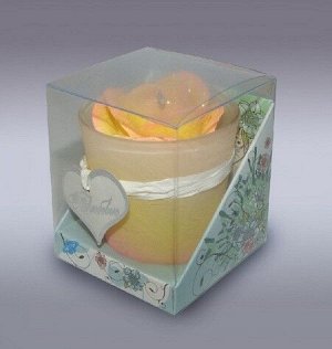 3308 Свеча в стекле "Роза оранжевая", 7.4 см