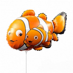 902640 Шар-фигура/ мини фольга, "Рыба-клоун оранжевая" (FM), 14"/36 см
