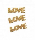 Декоративная  надпись ткань ILY, золото, блестки, 2 г/уп, 0,5 х 3,5 см/шт.
