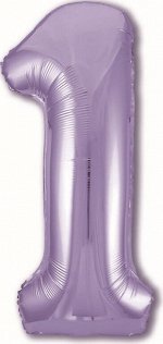 754498 Шар-цифра,  фольга,  Сиреневый, Slim, &quot;Цифра 1&quot;, 102 см (Agura), инд. уп.