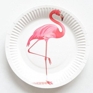 1707286 Тарелка бумажная "Фламинго", 18 см, 10 шт.