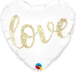 1202-2689 Шар-сердце, фольга, 18&quot;/46 см,  ILY &quot;LOVE. Глиттер золото&quot; (QLI), инд. уп.