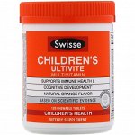 Swisse, Детский мультивитаминный комплекс Ultivite, натуральный апельсиновый вкус, 120 жевательных таблеток