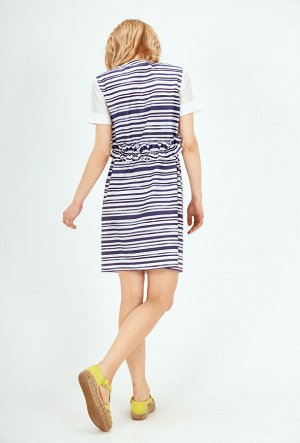 Платье, цвет: белый + принт синяя полоска