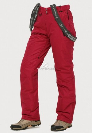 Женские зимние горнолыжные брюки бордового цвета 906Bo