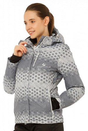 Женская зимняя горнолыжная куртка большого размера серого цвета 17881Sr