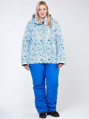 Женский зимний костюм горнолыжный большого размера синего цвета 01830-1S