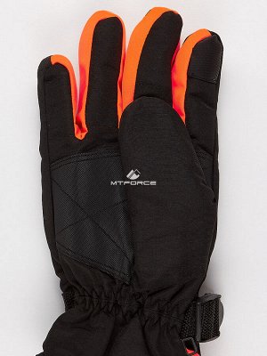 Мужские зимние горнолыжные перчатки оранжевого цвета 907O