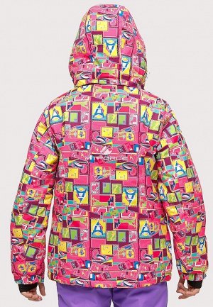 Подростковая для девочки зимняя горнолыжная куртка розового цвета 1774-1R