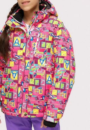 Подростковая для девочки зимняя горнолыжная куртка розового цвета 1774-1R