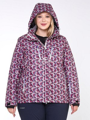 Женская зимняя горнолыжная куртка малинового цвета 18112M