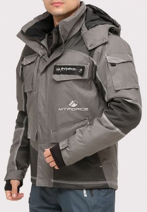 Мужская зимняя горнолыжная куртка серого цвета 1912Sr