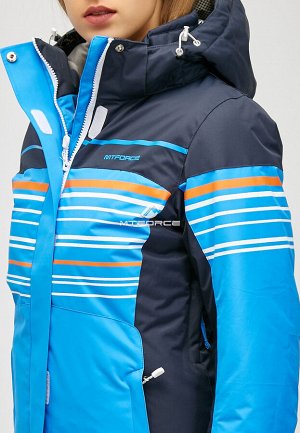 Женская зимняя горнолыжная куртка синего цвета 1856S